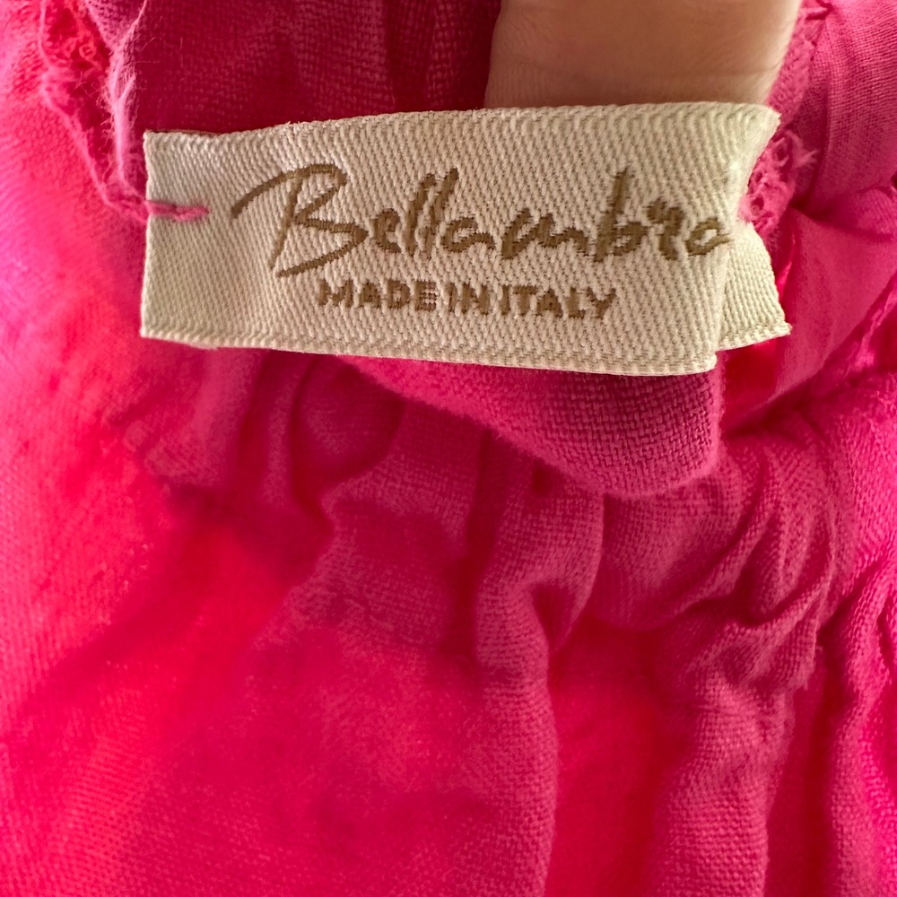 Bellaombra Italy Pink Linen Tiered Halter Tie Back Mini Dress Womens Size Medium - Picture 4 of 5